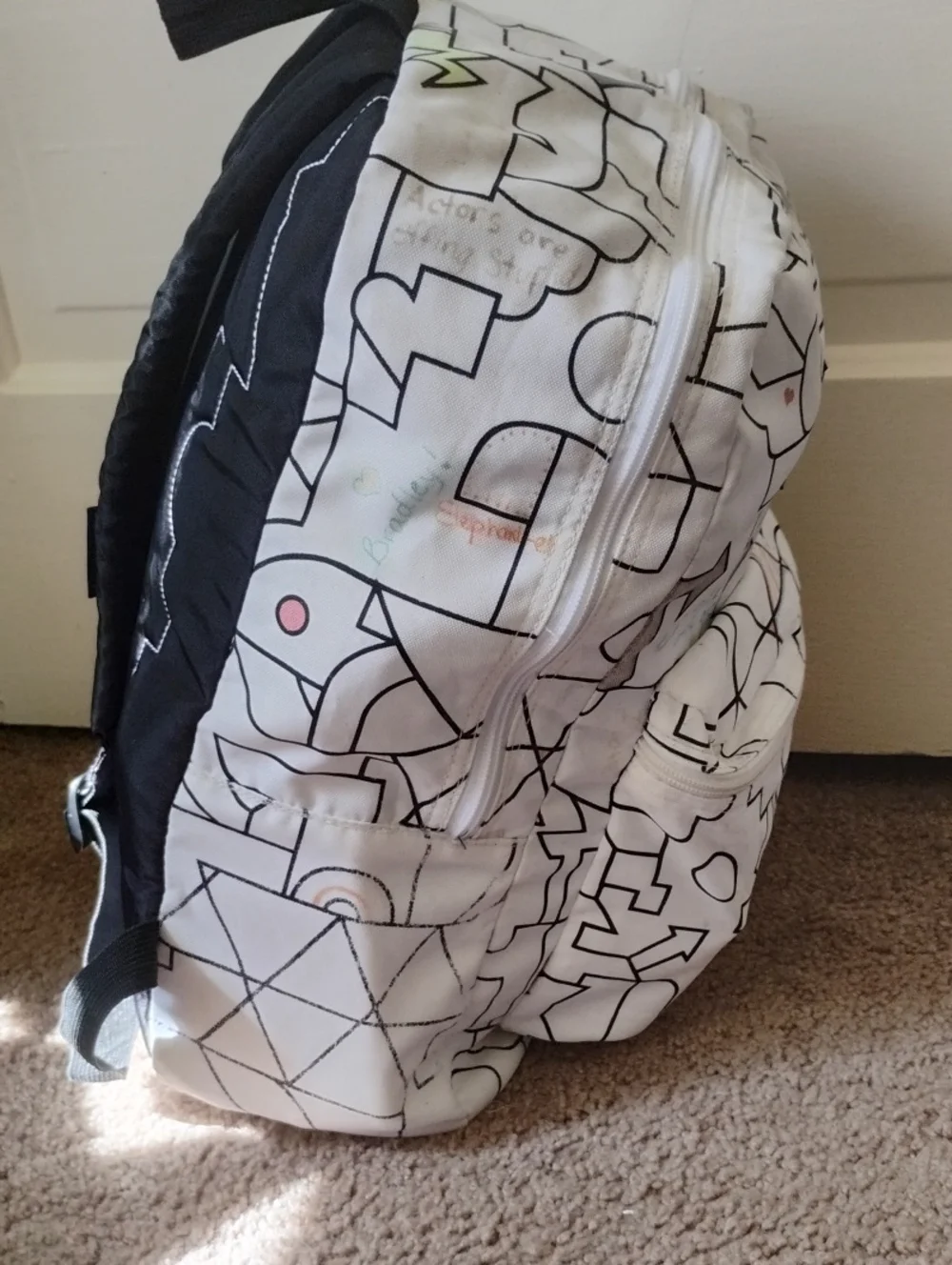 JanSport White Graphic Classic Backpack Puzzle Piece Pattern